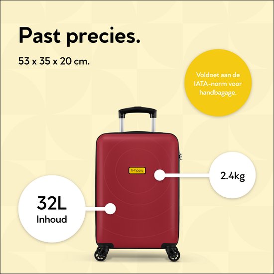 BHPPY Handbagage koffer 53x35x20cm - Handbagage trolley 33L - Lichtgewicht koffer 2.6kg - Reiskoffer met cijferslot - Rood