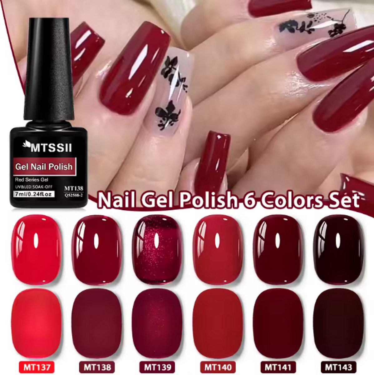 Gel Nagelak Set – 6 Delig - Limited Kerst Editie 1 - Langdurige Glans & Professionele Finish - UV/LED soak-off - Meerdere kleurensets verkrijgbaar