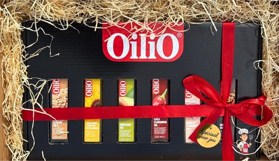 Oilio Luxe Cadeaupakket – 6 Premium Plantaardige Oliën – Culinaire Giftbox & Perfect Kerstcadeau voor Kookliefhebbers (6×250ml) - Kerstpakket