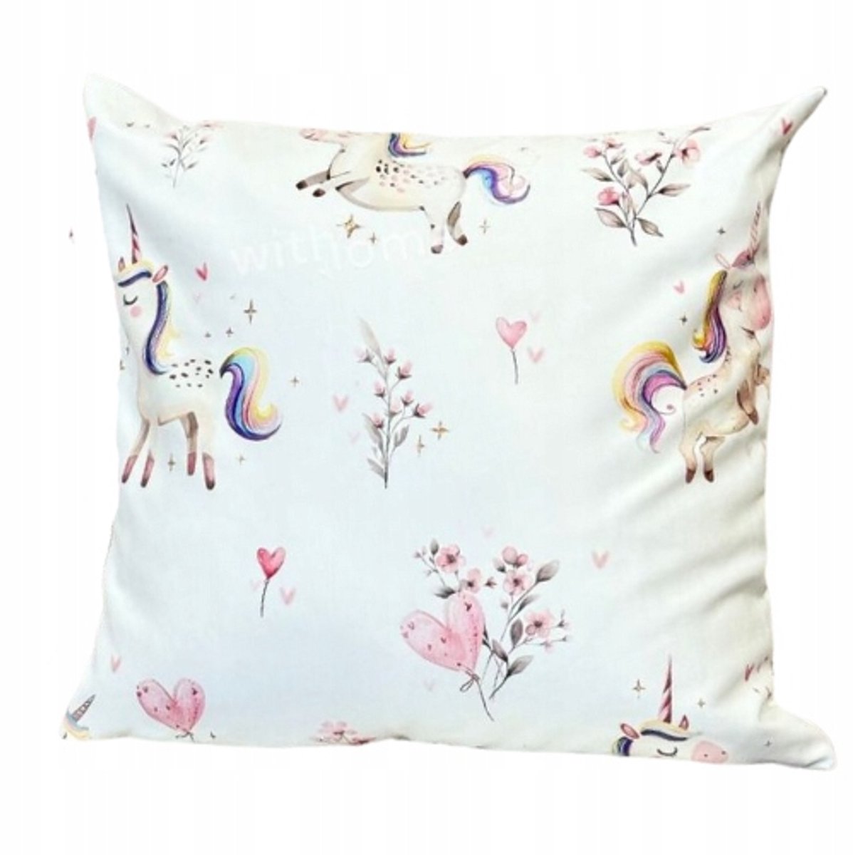 Decoratieve kussensloop kinderkamer 40x40 cm, fluweel, met eenhoorns