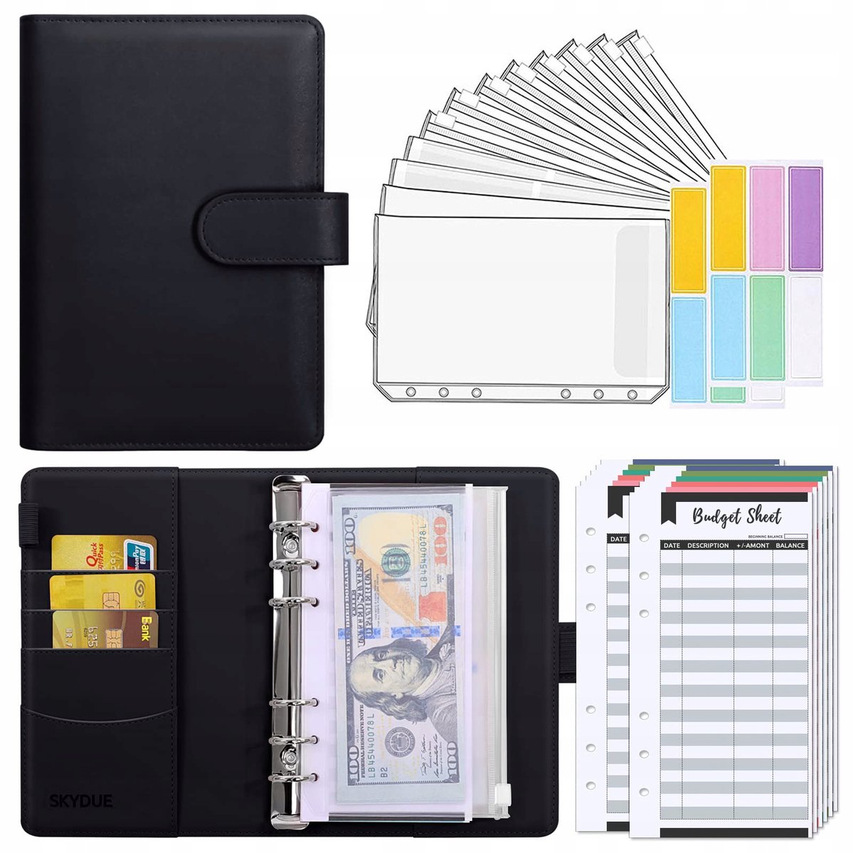 Merkloos A6 Budget Bindmiddelenset met PU-omslag en accessoires