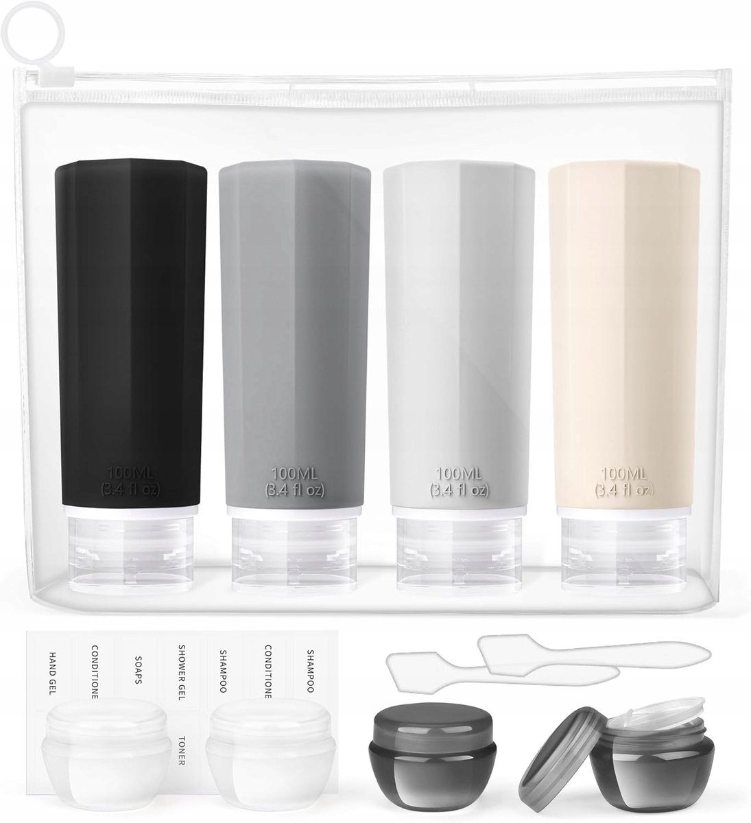 Travel Cosmetica Set 12-delig: Vloeistoffen & Crèmes voor het vliegtuig