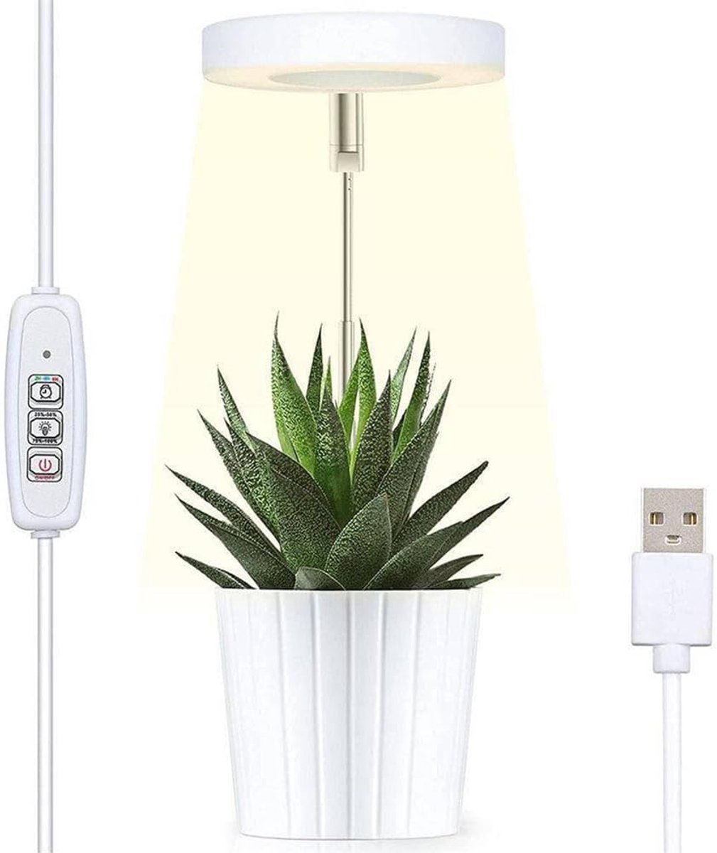 Groeilamp - LED - Groeilamp in pot - USB adapter - Kweeklampen Binnen - Professionele Groeilamp - Kweeklamp - Indoor Grow Light - Tijdgestuurd - Dimbaar - Ideaal Voor Kleine Planten - Wit