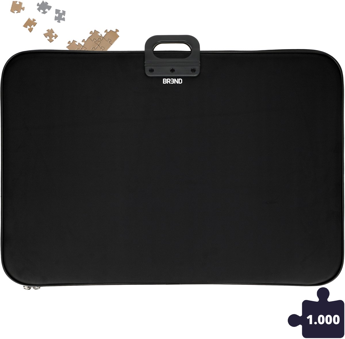 Puzzelmap tot 1000 Stukjes - Met Handvat en Ritssluiting - Lichtgewicht en Antislip Puzzelmat - Ideaal voor Thuis, Reizen en Vakantie - Zwart - BREND BR-2246