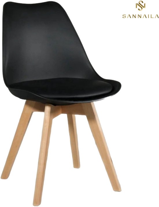 Set de 4 Chaises de salle à manger – Gris foncé – Chaise baquet avec Pieds en bois – Design scandinave