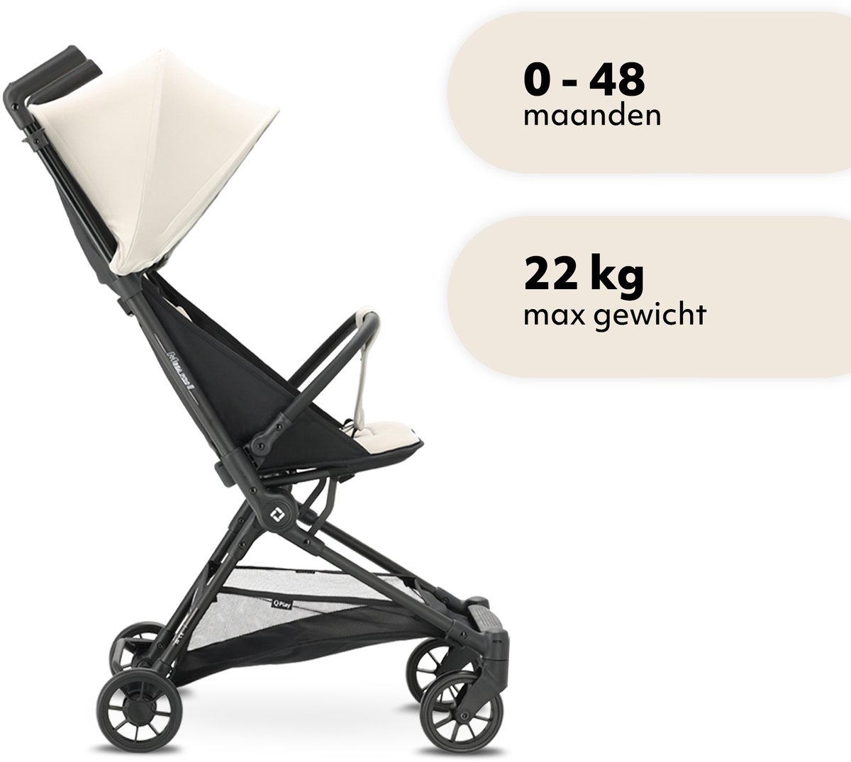 Qplay Mega Pro Buggy - Inklapbaar - Lichtgewicht Reisbuggy - Apricot – foto 5