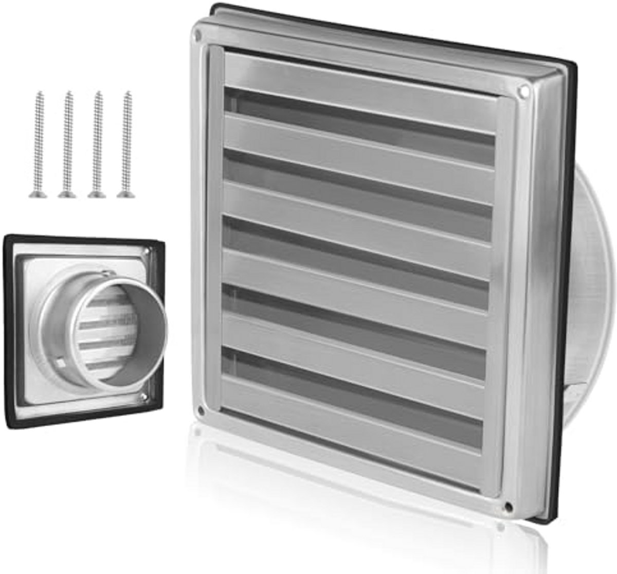 Ventilatierooster 100 mm - Roestvrij Staal Afvoerrooster met Insectenhor