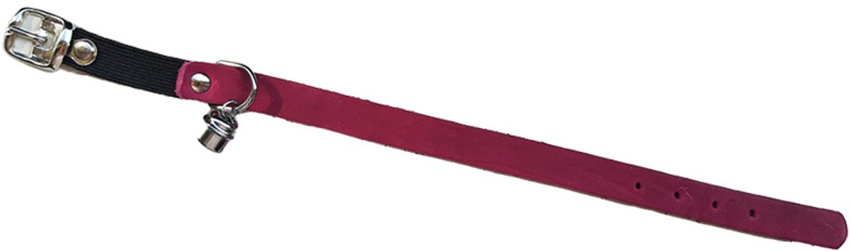 Animal Boulevard - kattenhalsband country leather - roze - 14 mm x 23-26 cm - met belletje - met elastiek - mooi en degelijk