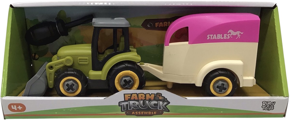 Farm Truck Tractor met Paardenaanhanger traktor lengte 26 cm