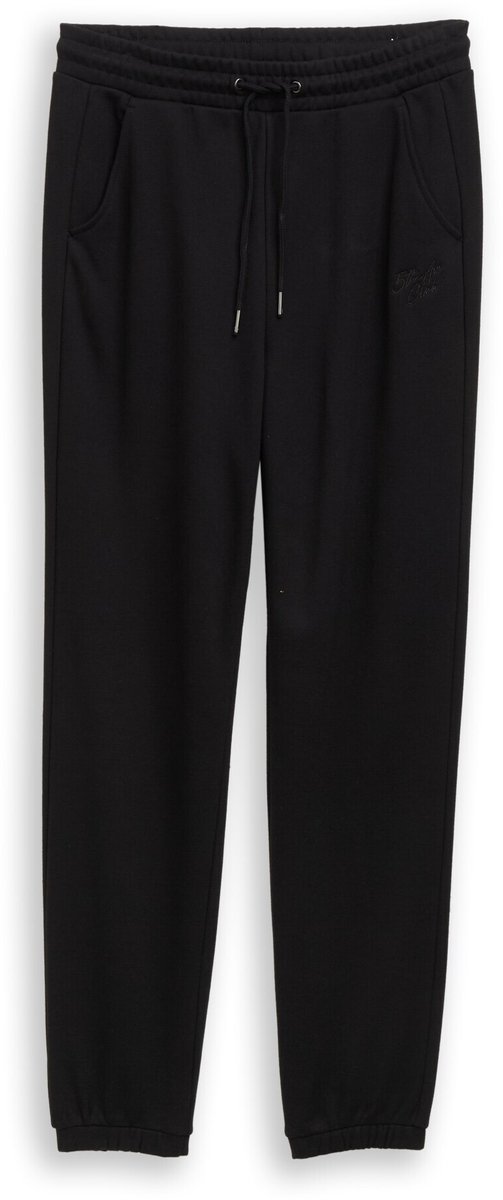 Tom Tailor Denim - Joggingbroek met glitterborduursel - Maat XS - deep black