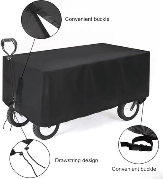 OIMG Trolley Regenhoes - Trolleyhoes - Opvouwbare hoes voor buiten - Universele Oxford Trolleyhoes - Tuin Trolleyhoes - Waterdicht - Winddicht - UV-bestendig - Stofdicht - 97 x 61 x 56 cm - Zwart van OIMG — afbeelding 2