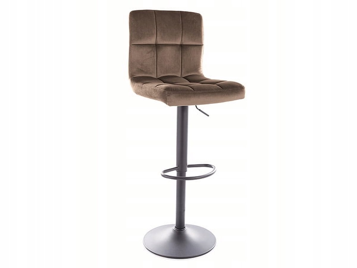 Velvet Barstoel met Rugleuning C-105, Donker Beige