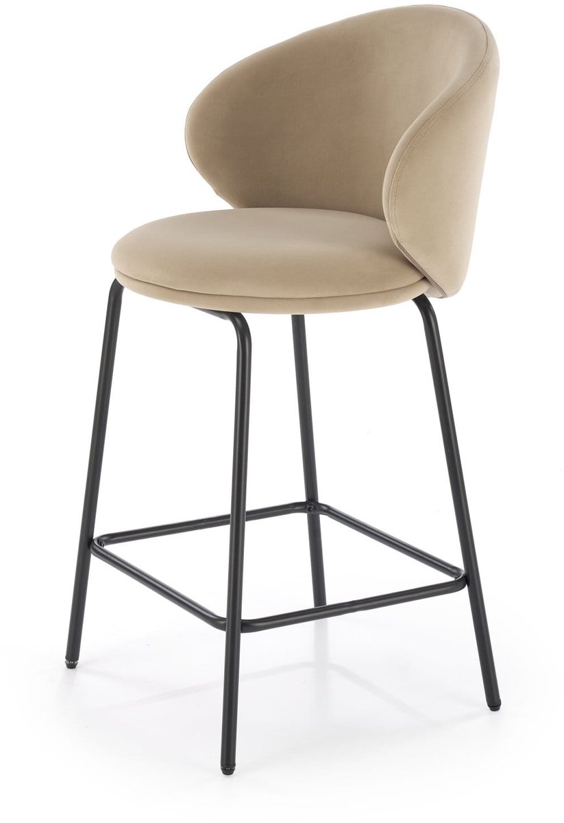 Halmar H121 barkruk, aardewerk, zwart/beige, fluweel