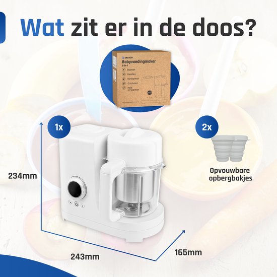 Delugo® Baby Blender - 5-in-1 Babyvoeding maker - Incl. 3 Bakjes - 300ml - Baby Stomer en Blender - Baby cooker - Baby Foodprocessor - Cook -Baby Food Maker van Delugo — afbeelding 5