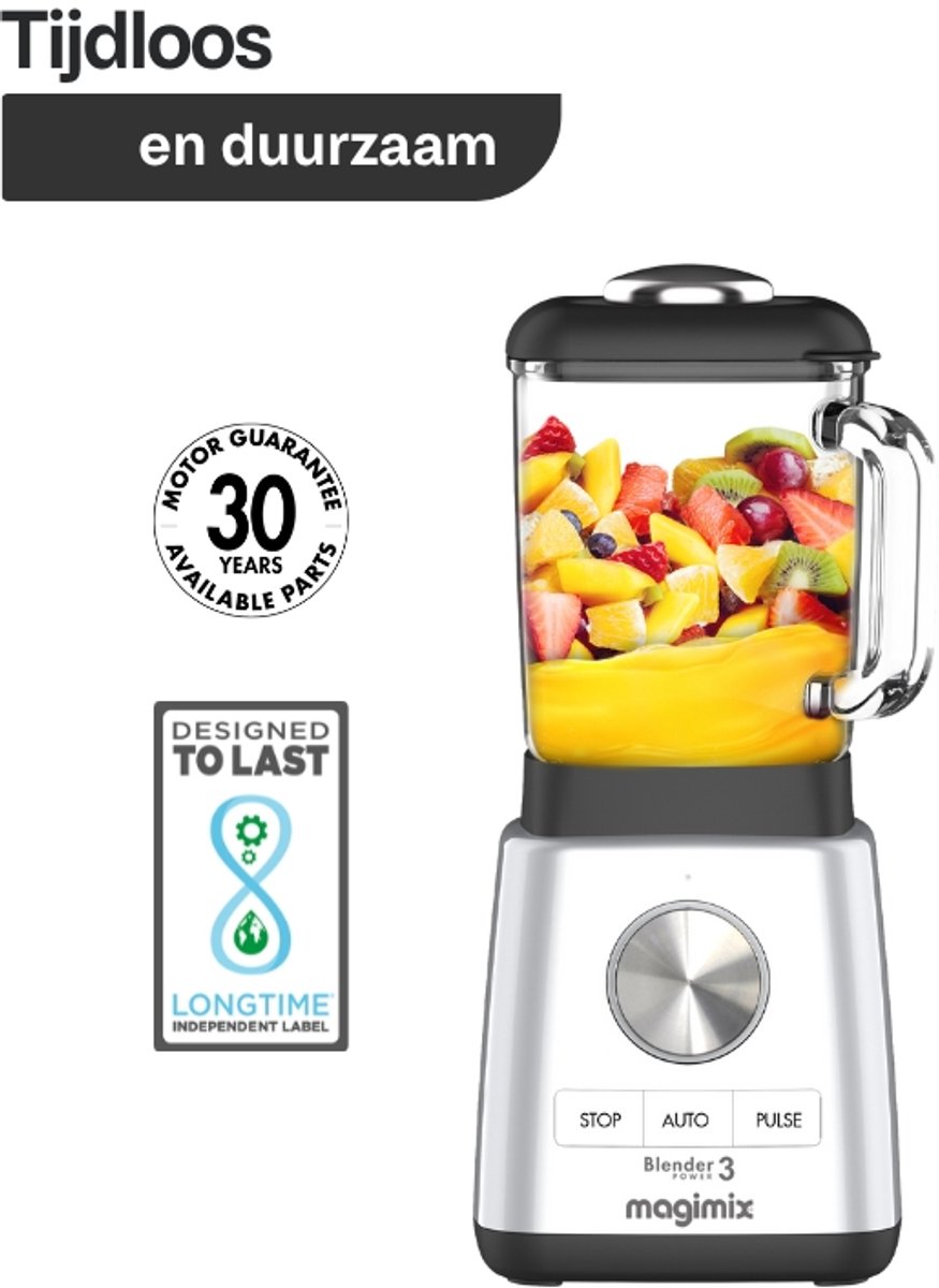 Magimix Blender Power 3 - Smoothie Maker - 1,2 Liter - Ice Crusher - Mat Chroom – foto 3