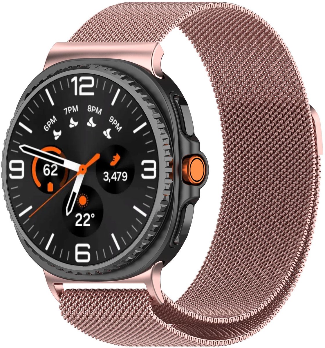 Milanees bandje - geschikt voor Samsung Galaxy Watch 8 (40mm) / Galaxy Watch 8 (44mm) / Galaxy Watch 8 Classic - RVS Milanese met magneet sluiting - roze