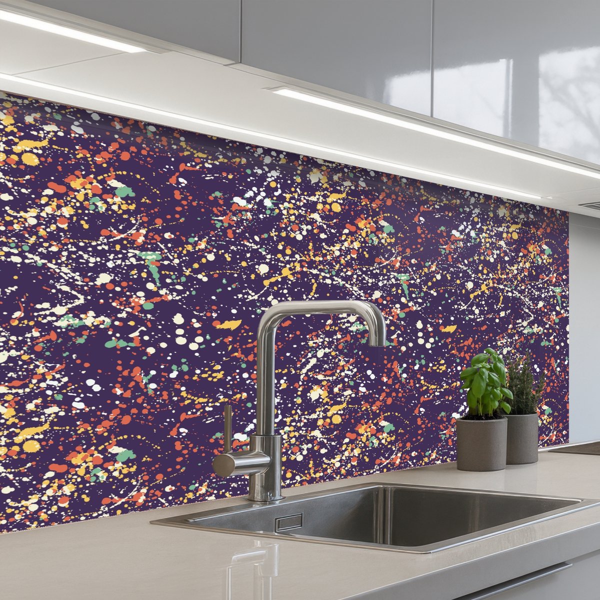Keuken achterwand 100x60 cm - Spatscherm zelfklevend Spat - Abstract - Stippen - Muurbeschermer - Spatwand fornuis
