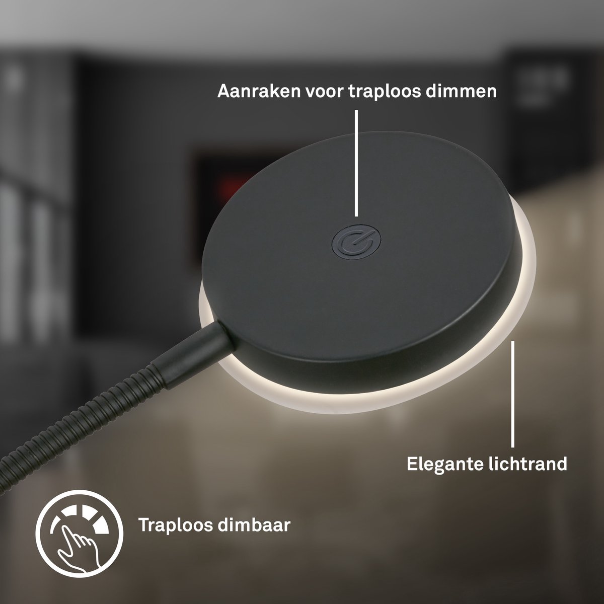 BRILONER Megg - LED Vloerlamp – dimbaar & zwenkbaar – 125.5 cm hoog – warm wit licht – moderne staande lamp – leeslamp voor woonkamer – zwart thumbnail 3