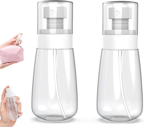 2 stuks - Mini sprayflesjes - Reisformaat - 100ml sprayflesjes - Lege mini sprayflesjes met fijne nevel - Navulbare parfumflesjes - Kleine cosmetische flesjes - Geschikt voor toner, gezichtsspray en haarlak (transparant)