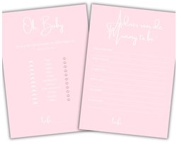 Momentuals Babyshower Invulkaarten Baby Pink - Baby Shower Spelletjes - 2-Pack - 2x20 stuks - A6 - Kaarten Spel - Gender Reveal - Meisje - Roze - Oh Baby & Advies Mama