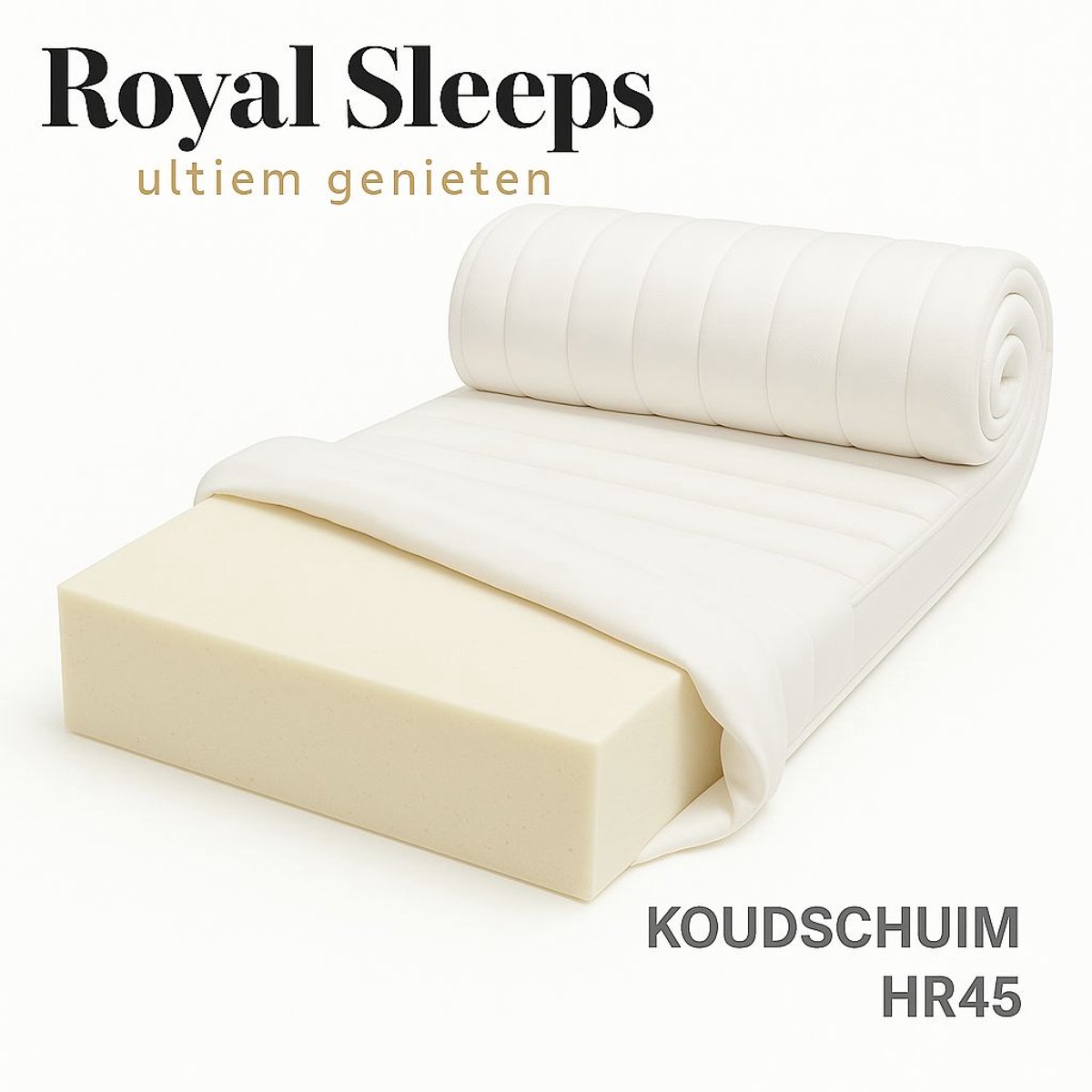 Royal-sleeps 120x200 cm - Hr koudschuim - 18cm dik - Afritsbaar hoes wasbaar - Hotel kwaliteit - 120 x 200 cm - Gratis retourneren