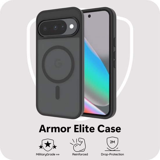 Étui Cazy compatible avec Google Pixel 10 / 10 Pro et MagSafe - Coque arrière de qualité militaire - Zwart