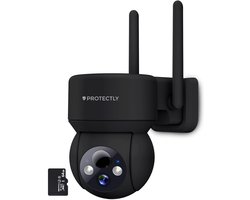 Protectly® Beveiligingscamera Draadloos Buiten – 2K Ultra HD - Camerabewaking - Bewakingscamera Voor Buiten - Buitencamera - Buiten Camera Met Nachtzicht - Oplaadbaar - Met WiFi en APP - Incl. 64GB SD