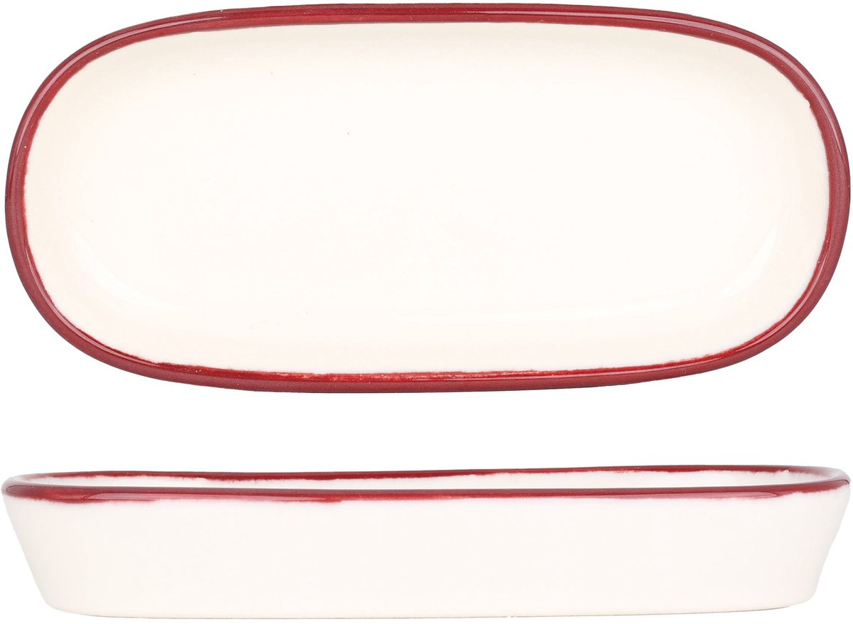 Bonna Serveerschaal - Linea Burgundy - Porselein - 14 cm - set van 2
