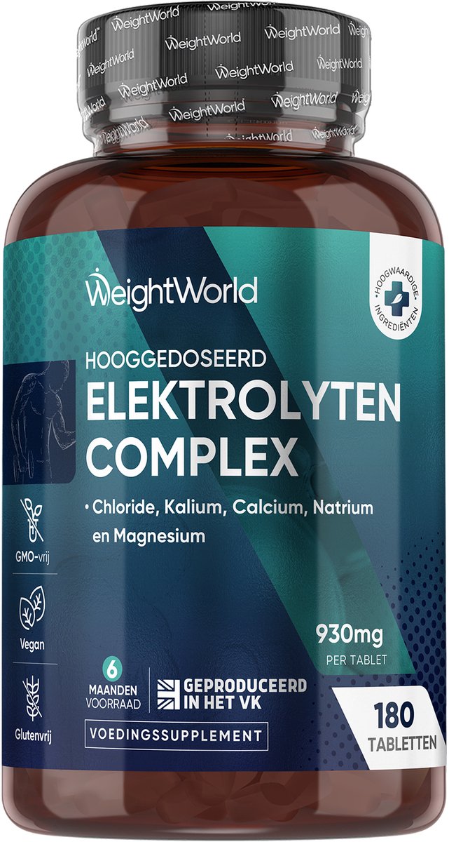 WeightWorld Elektrolyten tabletten - Met chloride, natrium, kalium, calcium en magnesium - 180 tabletten voor 6 maanden - Ondersteunt de elektrolytenbalans