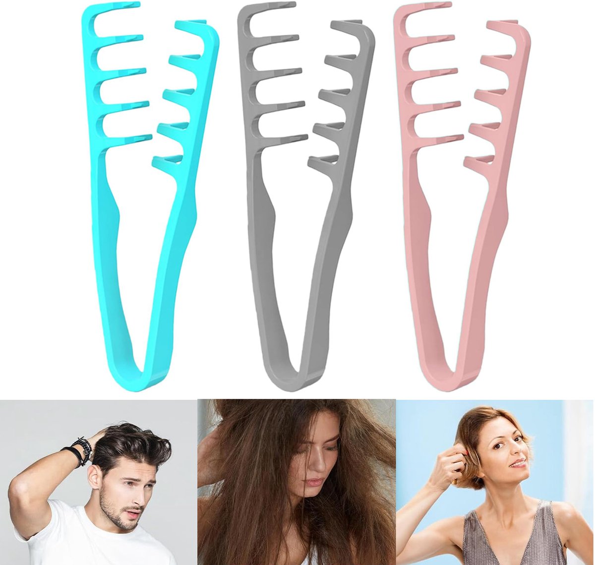 3 Stuks - Haarstylingkam - Grove Textuurkam - Kam voor Pluizig Haar - Haarverzorgingsinstrument voor Thuisstyling In de Kapsalon Haartool - Geschikt voor Naar Achteren Gekamde Kapsels - Volume voor de Haarwortels met Ponyaanzet - SOLLBRY®