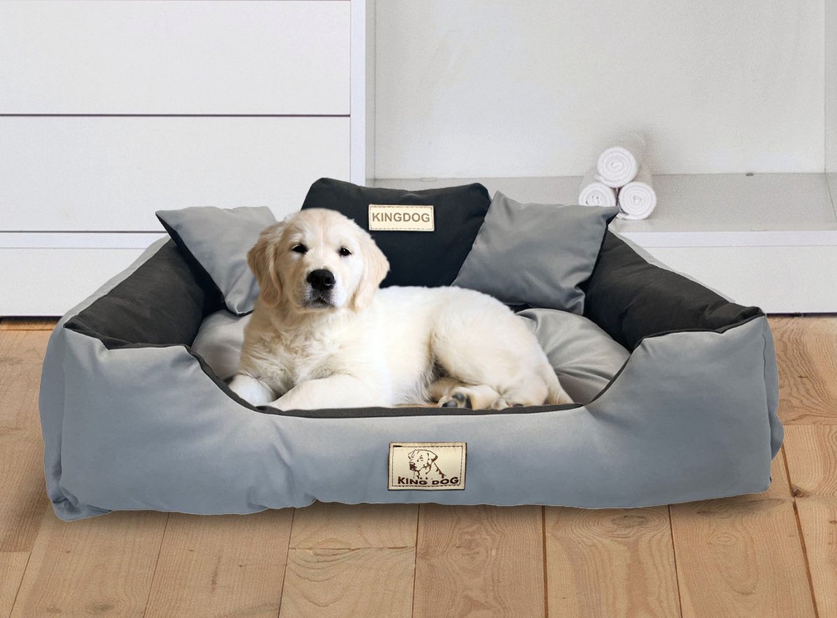 KINGDOG Premium - Hondenbed - Waterdicht - Gepersonaliseerd - Donkergrijs - Handgemaakt
