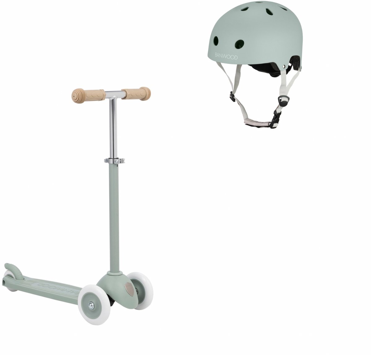 Banwood Eco Scooter + Eco Fietshelm - Clay - kinderstep - kinder helm - voordeelset