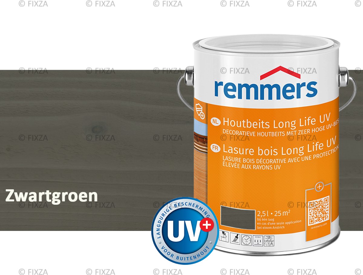 Remmers Long Life Houtbeits UV – zwartgroen – 2,5 Liter – Duurzame houtbescherming met maximale UV-bescherming
