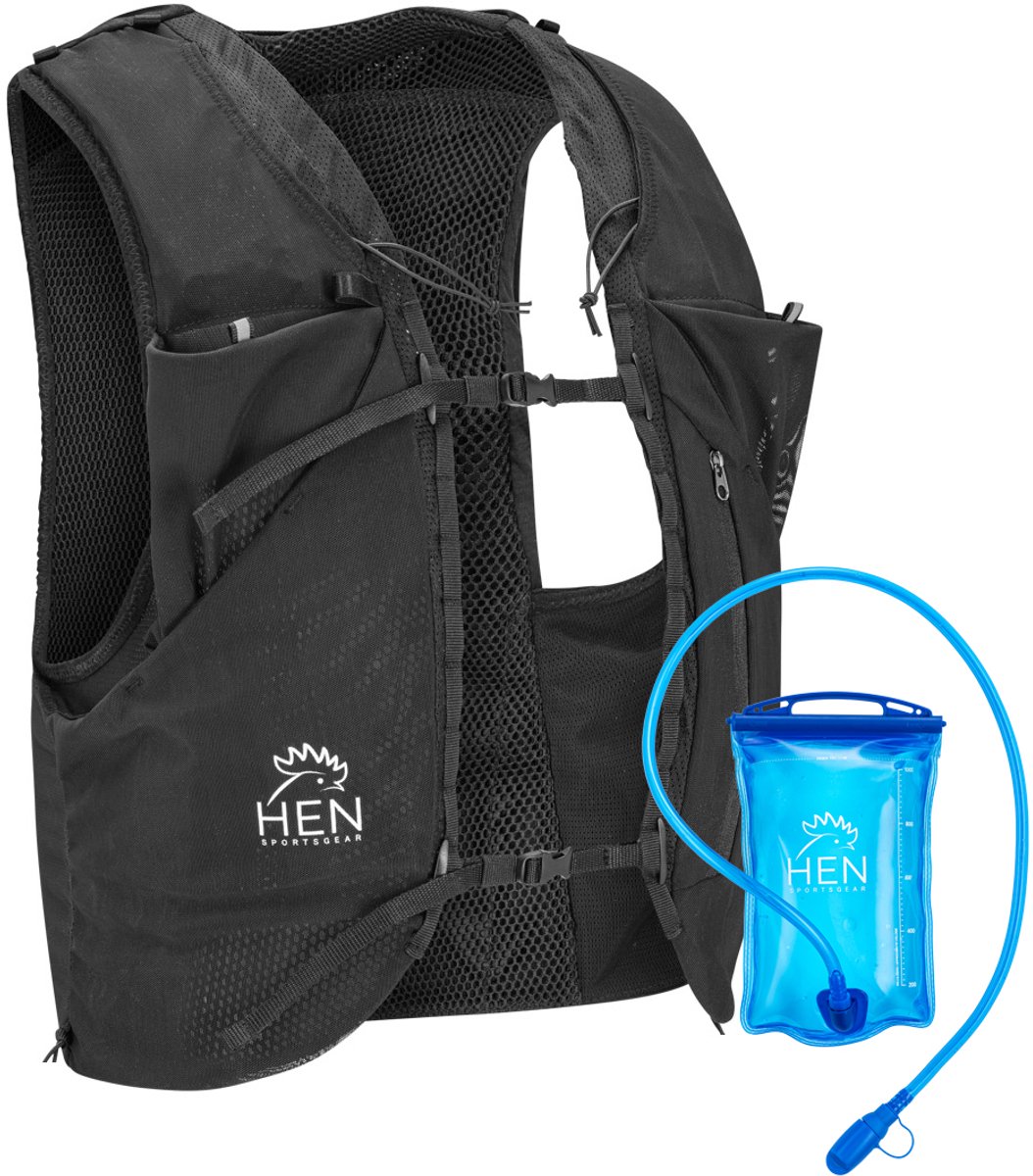 Hen Sportsgear Trailvest - drinkrugzak - Trailrugzak - marathonvest - Maat S met waterzak 1 Liter
