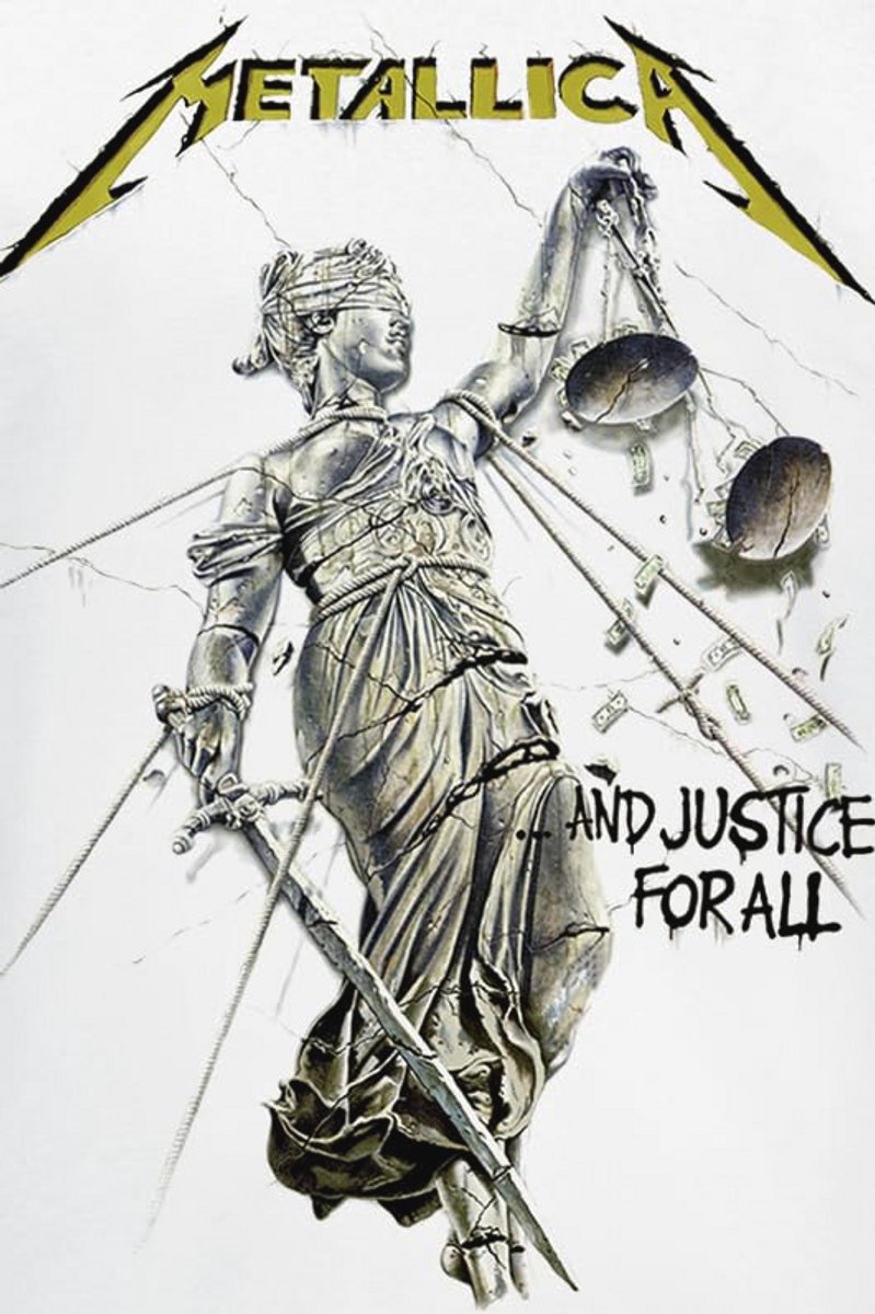 Justice T-shirt wit L – 100% katoen voor fans van rockmuziek