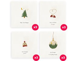 Greetz - 12 kerstkaarten inclusief enveloppen - Minimalistisch thema - Kerst