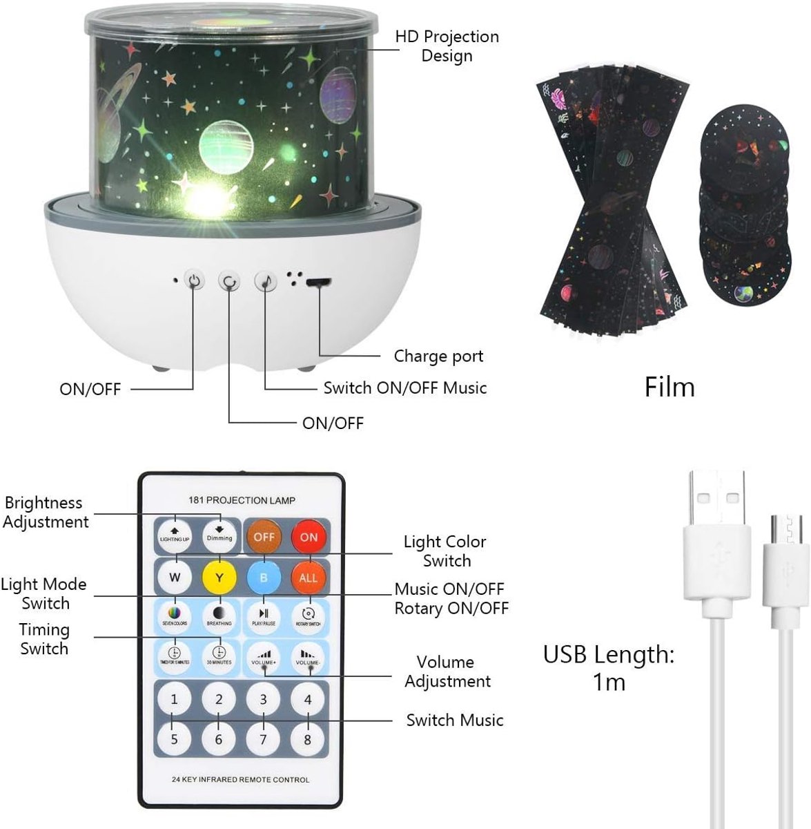 Sterrenhemel Projector, LED Lamp Kinderen, Ocean Wave Nachtlampje, Muziek Lamp Met Timer Voor Kinderkamer Feestdecoratie Kerst (Gewei) (Roze-2),Creëer een Rustige Droomwereld – Sterrenhemel Lamp & White Noise Nachtlamp voor Baby’s & Volwassenen – foto 6