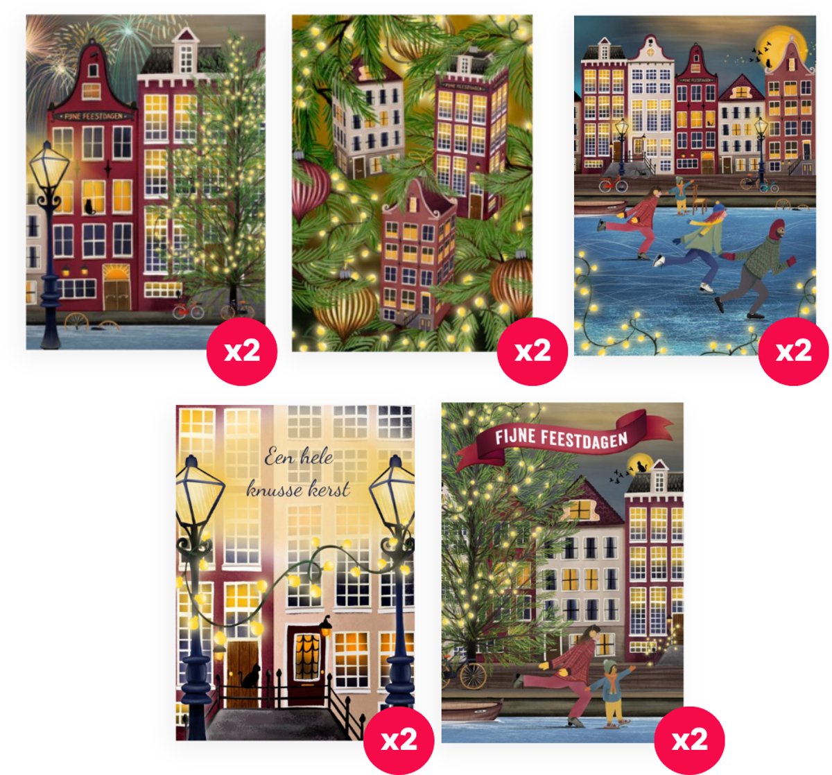 Greetz - 10 kerstkaarten inclusief enveloppen - Kerst - Grachten