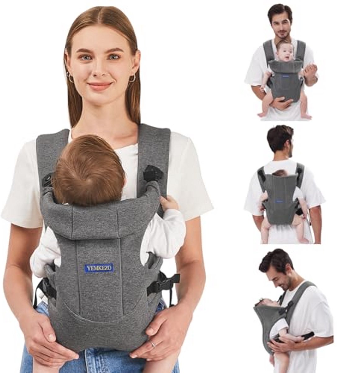 Babydrager voor Pasgeborenen - Ideaal voor Alle Seizoenen en Posities - Grijs