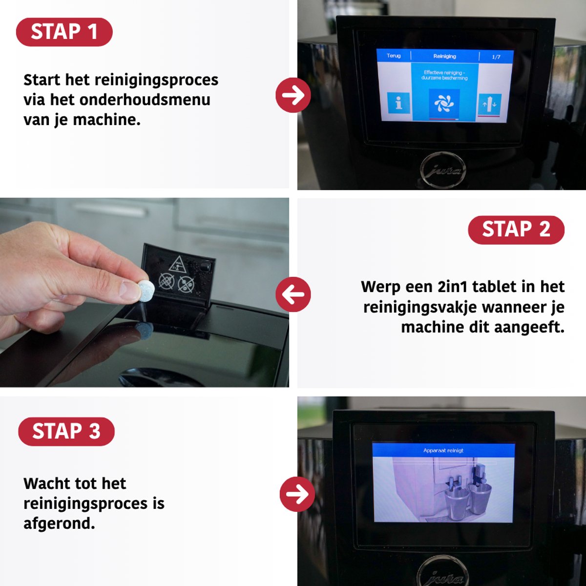 Eccellente Reinigingstabletten voor Jura koffiemachine en volautomaat – 25 tabletten – 2-in-1 — afbeelding 3