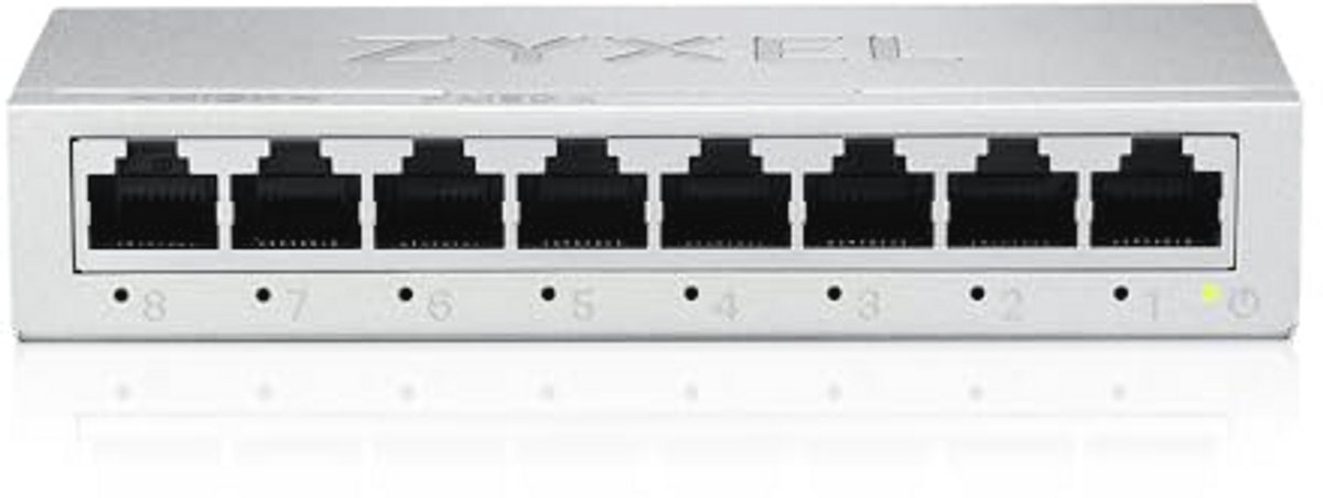 8-poorts Gigabit Ethernet Switch - Plug-and-Play Desktop en Wandmontage