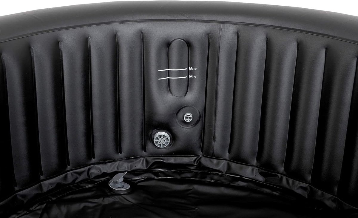 Opblaasbare Spa 6 Personen – Luxe Whirlpool met 130 Airjets – 1000L – Automatische Verwarming – Inclusief Afdekking, Filter & Isolatiemat – Zwart – Altameubel Premium