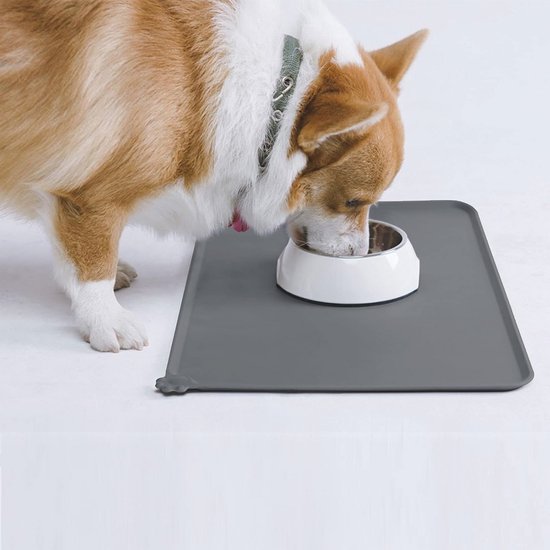 Coomazy Siliconen antislip huisdier voermat, voor kat en hond (L:60X40cm, Grijs Coomazy Siliconen antislip huisdier voermat, voor kat en hond (L:60X40cm, Grijs