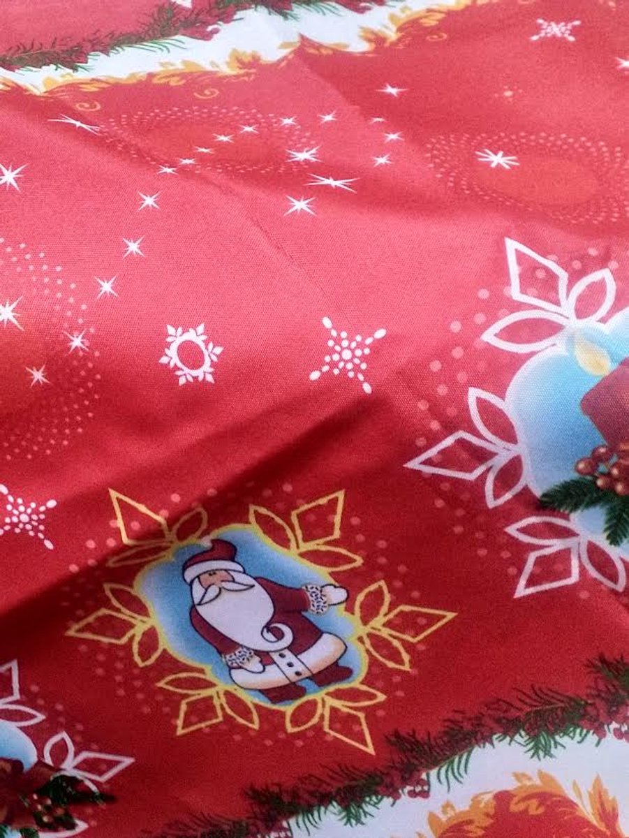 Strijkvrij Kerst Tafelkleed, 'Santa Claus', Rond 160 cm