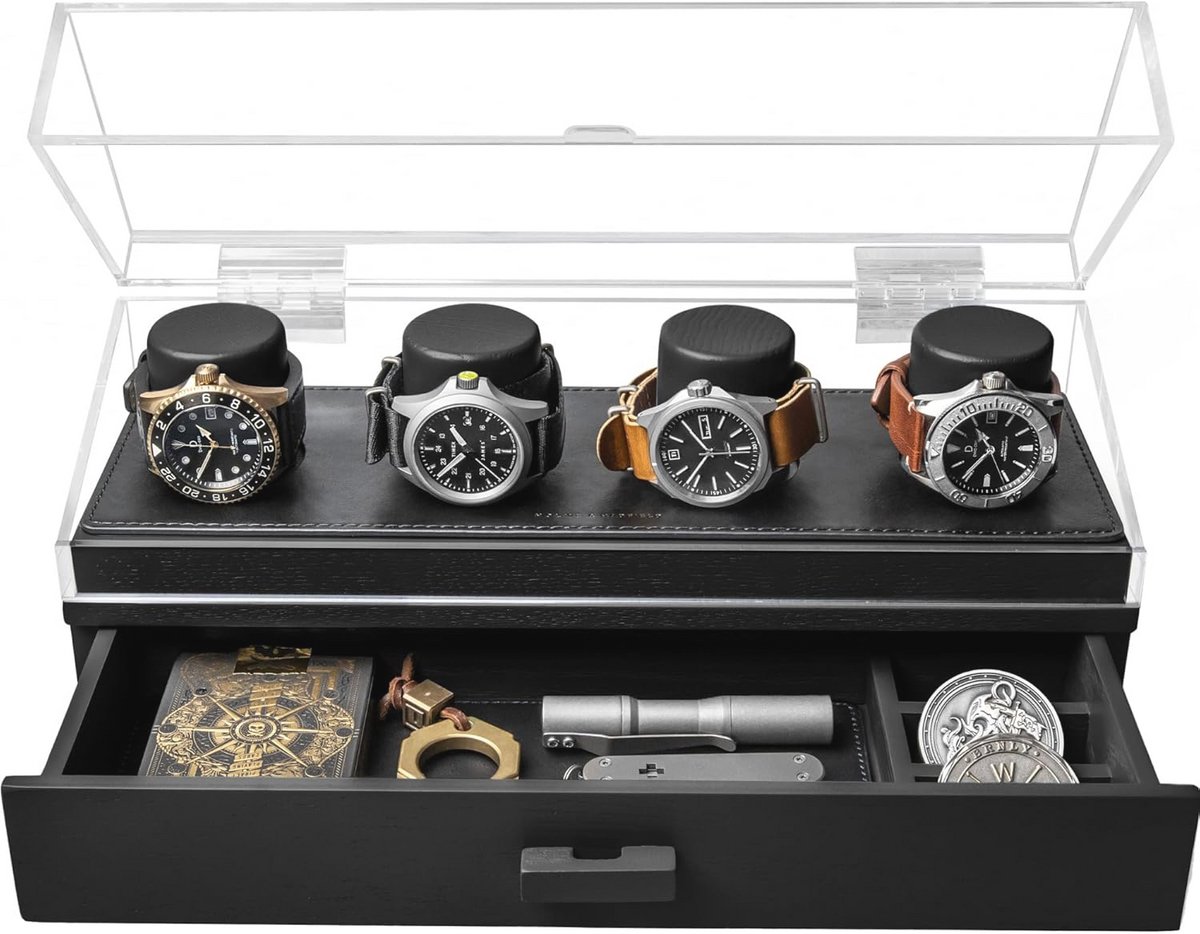 Houten Horlogedoos voor Mannen - Horloge Organizer en Houder - Ideaal als Cadeau voor Vader