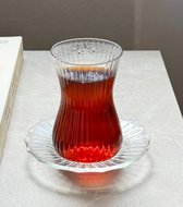 Zoha Castro Theeset – 12-delig – 210 ml – Hittebestendig Borosilicaatglas – Modern Langwerpig Design met Ribbels