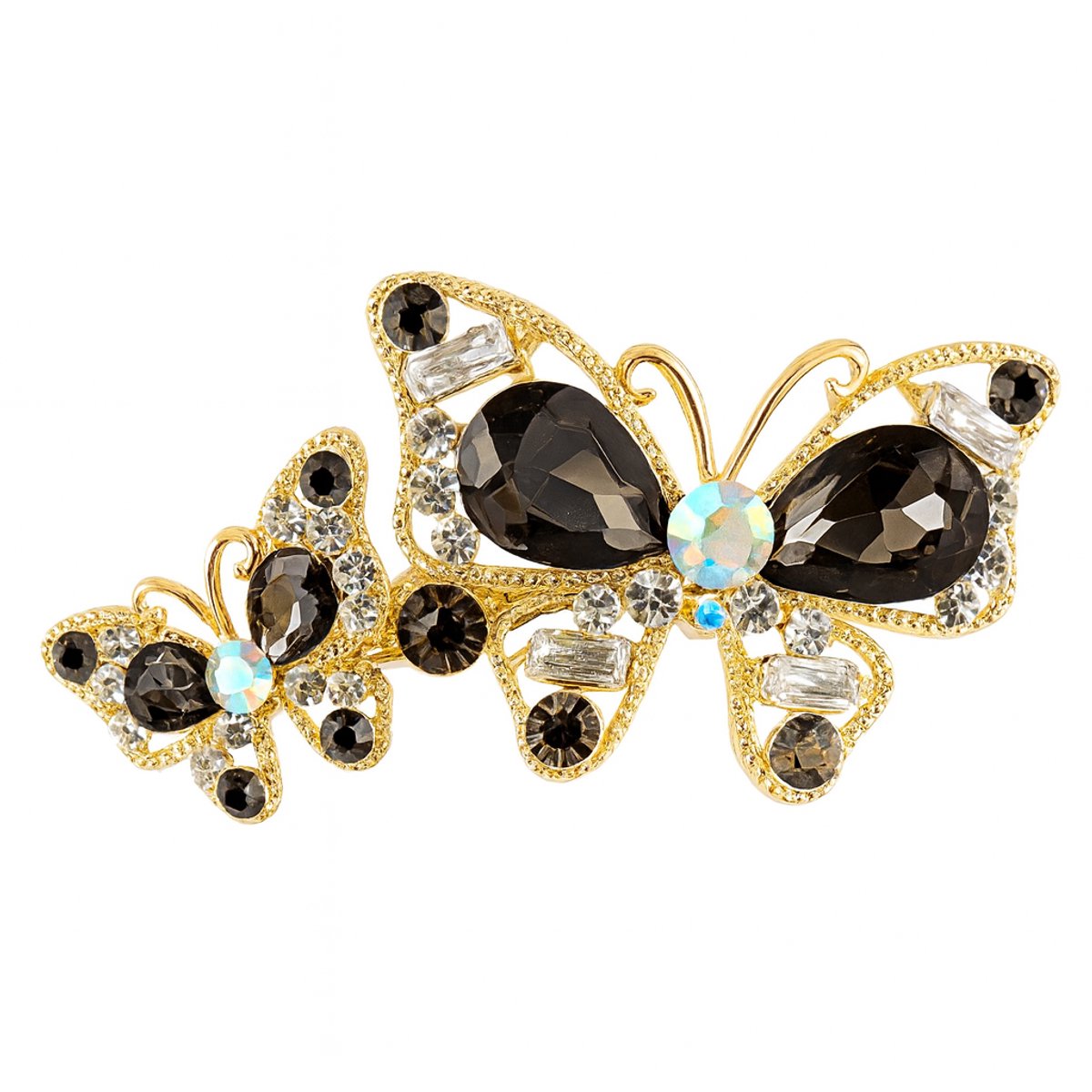 Haarspeld - Haarklem - Haarclip - Haarklemmen - Dames - Haarsieraad - Grijs - Strass - 7x3 cm - Cadeau Tip