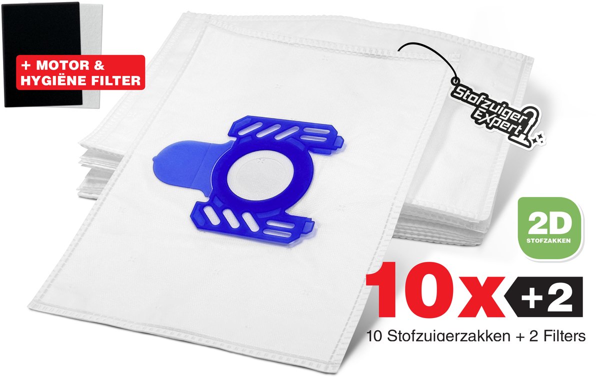 10+2 Stofzuigerzakken set Geschikt voor AEG - Totaal 10 stofzakken & 2 Filters meegeleverd - Geschikt voor O.a. AEG 5000 series - GR.28