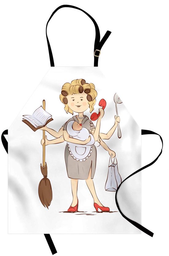 ABAKUHAUS Fête des Mères tablier de cuisine, Ma Super-Maman Femme au foyer, Couleurs éclatantes, Hauteur réglable, Lavable, Impression taches, Multicolore