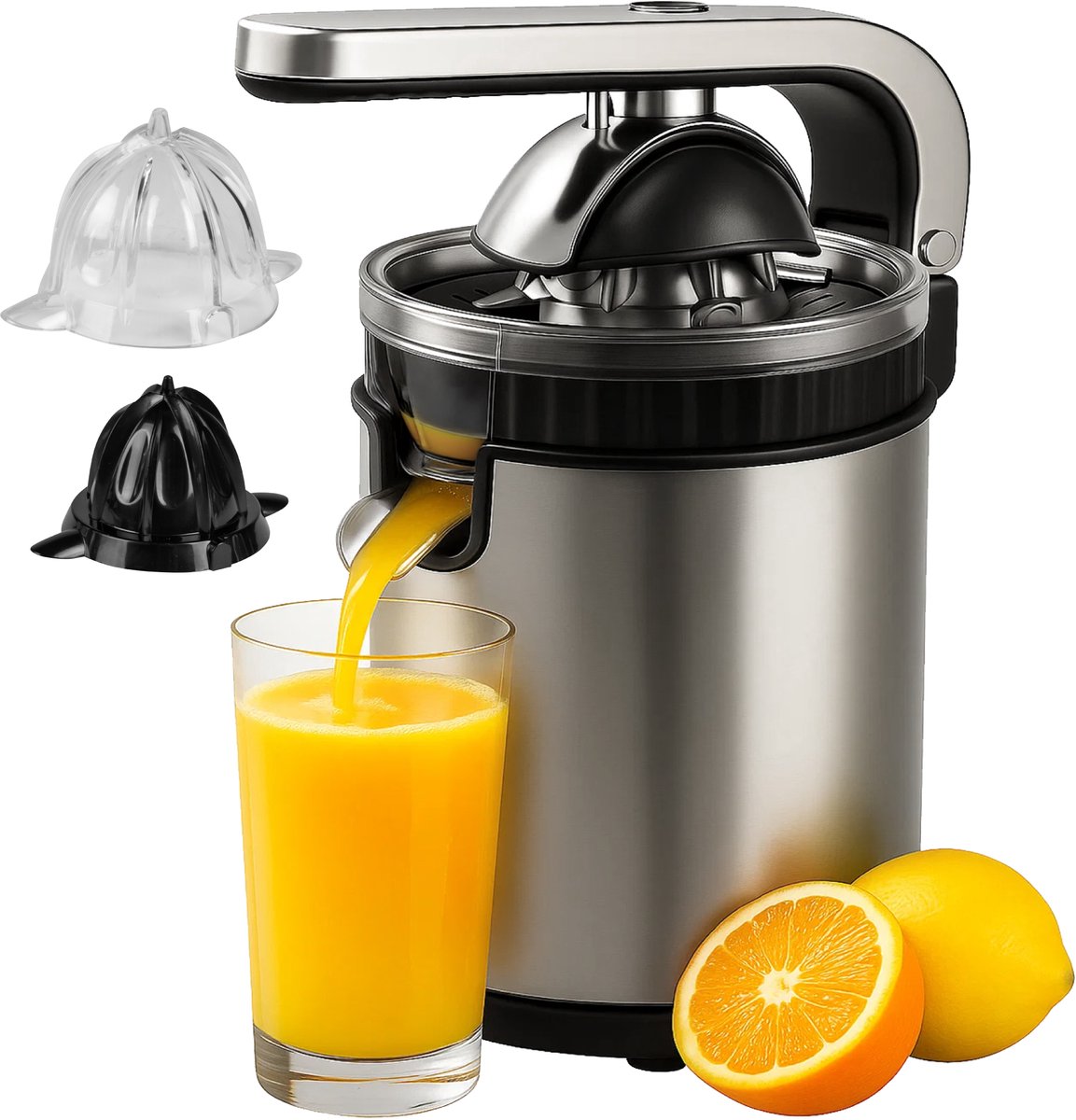 AoraKitchen Citruspers - Sinaasappelpers Elektrisch - 600ML - Citroenpers - 160W - Sapcentrifuge - 2 Perskegels